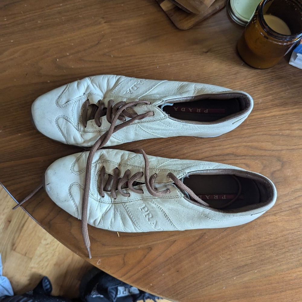 Prada Men's Cream and Brown Casual Shoes - Picture 5 of 7